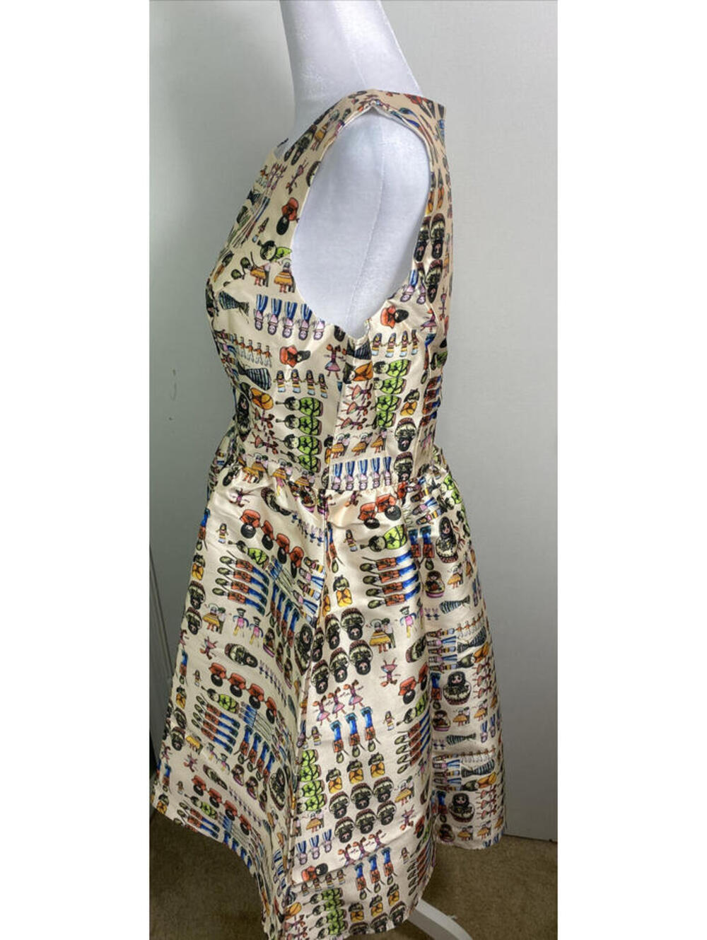 Liz Luxe Modcloth L All Dolled Up Print Fit And Flair Fully Lined Dress NWT New